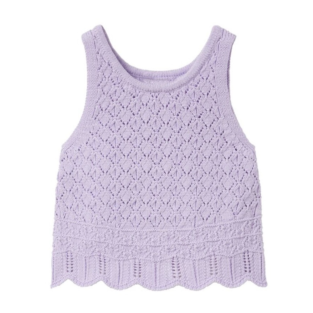 Zara open weave crochet top shirt tank 5/6 lavender purple nwt girls toddler